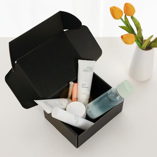 DUZCLI Small Shipping Boxes 8x6x3 Inches – Black Corrugated Cardboard Boxes (20-Pack) for Mailing, Packing, Small Business & Gift Packaging - Recyclable & Sturdy