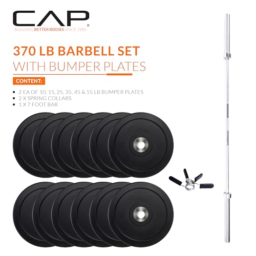Image of CAP Barbell Olympic Weight Set with 7ft Barbell & Bumper Plates | 160-370 lbs | Multiple Options