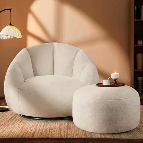 Gericco Giant Bean Bag Swivel Chair for Adults with...