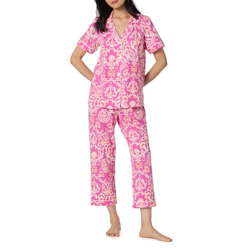 Image of Bed Head PJs Womens Matching Pajamas - Soft Organic Cotton Button Down PJ Shirt & Cropped Pants Set - Loungewear & Sleepwear