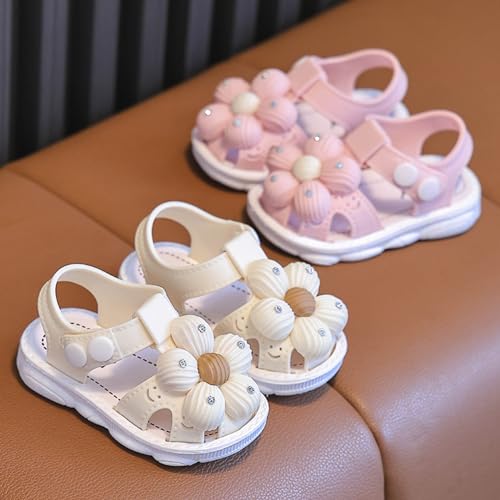 IWIHMIV Toddler Girl Summer Shoes Baby Girl Sandals Girls Sandals Closed-Toe Sandals Flower Dress Summer Shoes Sandals Toddler4