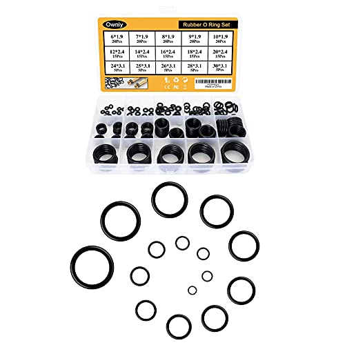 200 Pcs 15 Sizes Rubber O Rings Assortment Kit, Outer Diameter Range 0.24-1.18 inch/6-30 mm, Metric NBR Small Rubber Oring Sealing Gasket Washer Seal Assorted Set for Automotive, Faucet Repair, etc