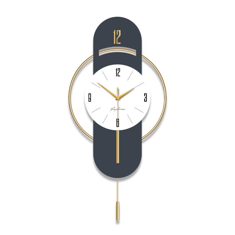 Image of Luxury European Home Decoration Creative Personality Crystal Art Metal Blue Wall Clock for Living Room Analog (Antique, 62 * 37 * 6.8 cm)