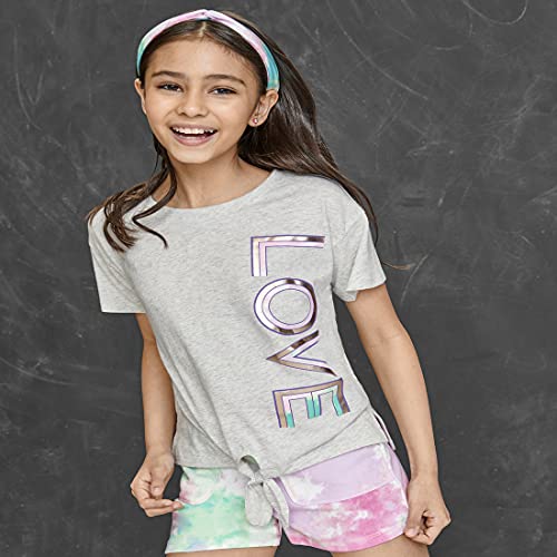 The Children's Place Girls' Active Short Sleeve Graphic Tie Front High Low Top4