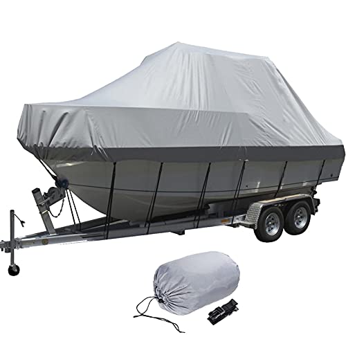 LDIW 11-27ft Fundas para Barco Impermeable Duradero Tela Oxford 210D UV Resistente Polvo Almacenamiento Cubierta para Remolque V-Hull Tri-Hull Runabout Pesca Ski Boat,25to27FT: 1010x590cm Cover