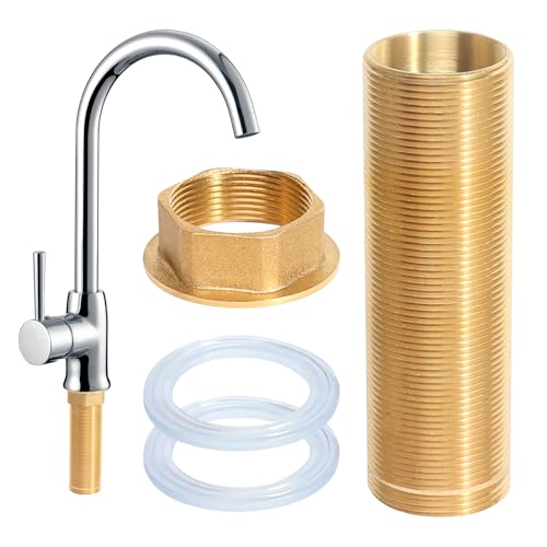 Wasserhahn Verlängerte Hohe M30*10cm Verlängerung Gewinderohr, Wasserhahnverlängerung mit Gewinderohr Schaftmuttern Wasserhahn Verlängerung, Armaturen Nippel Kontermutter zur Montage von Armaturen