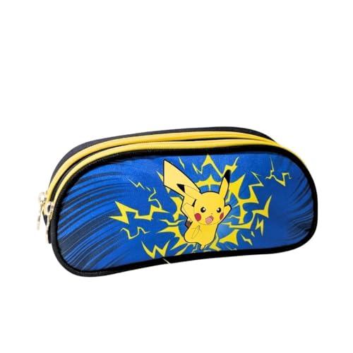 mybagstory - Trousse Scolaire Pokémon – Double Compartiment – 22,5 x 9,5 x 7,3 cm – Fermeture zippée – Trousse garçon école Primaire- idée Cadeau