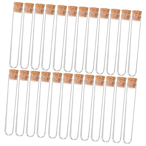 NAMOARLY 30pcs Test Tubes with Stoppers Cylinder Testing Tube Party Favors Test Tube Clear Test Tube Container Candy Jars with Laboratory Test Tubes Candy Containers Wooden
