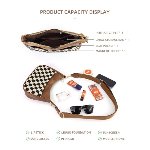 Image of WJCD Women Crossbody Handbags Vegan Leather Shoulder Bag with Adjustable Strap