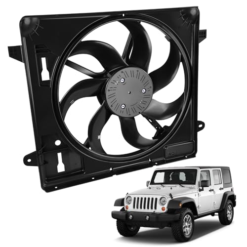 621-601 Engine Cooling Radiator Fan Assembly, Fits for JEE-p Wrangler 2012-2017, for Wrangler JK 2018, Replace 68143894AA 68143894AB 6010277 624080 CF13078