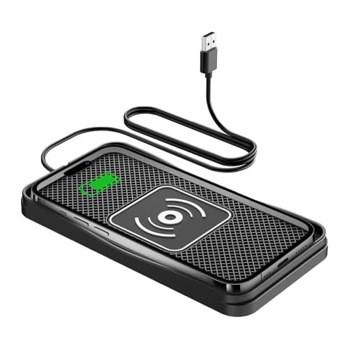 Car Wireless Charger Pad, 15W Fast Wireless Car Charger, Non-Slip Phone Charger Compatible with iPhone 16/15/14/13/12, Samsung S25–S9, Android Phones ﻿