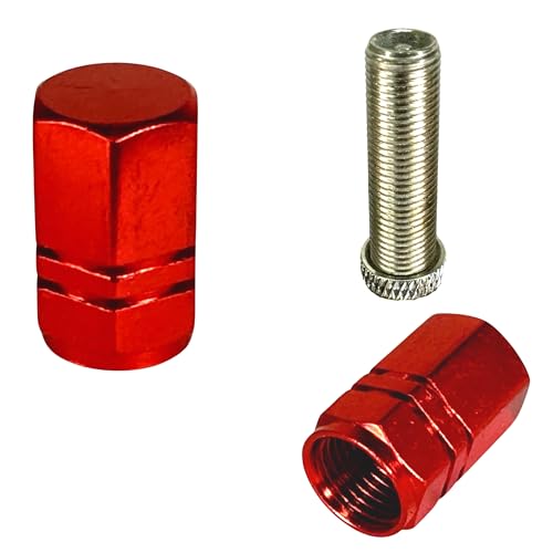 Fantic26 Lot de 2 bouchons de valve de vélo en aluminium AV Auto/Schrader pour I MTB I Ebike I Fourche I Amortisseur I Moto 1 paire (rouge)