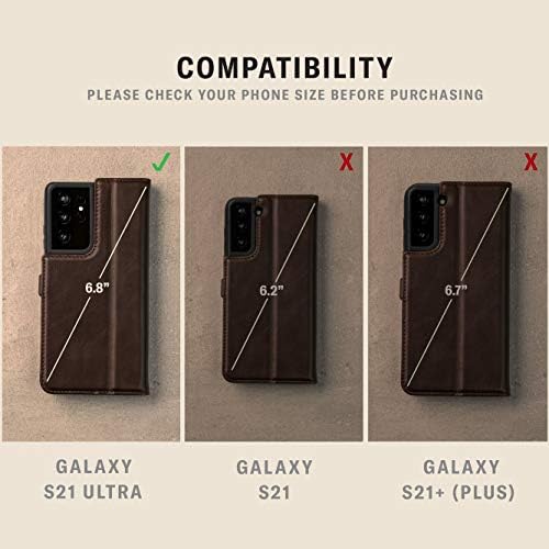 TORRO Phone Case Compatible With Samsung Galaxy S21 Ultra Genuine Quality Leather Flip Cover With [Card Slots] [Horizontal Viewing Stand] [Durable Frame] 6.8 2021 Release (Dark Brown)