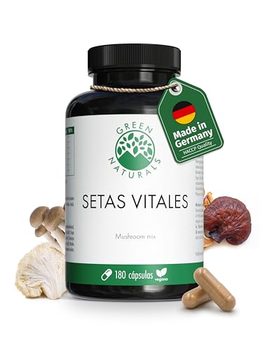 Hongos Complex con extracto de Chaga, Cordyceps, Hericium, Maitake, Reishi, Shitake, Agaricus - Altamente dosificado: 1050 mg por dosis diaria - 180 cápsulas - Green Naturals®