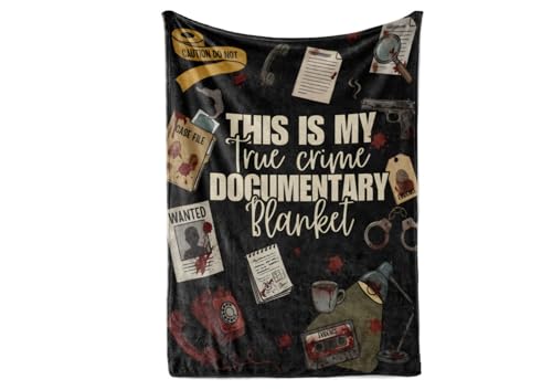 Huglanket True Crime Gifts for Women This is My True Crime Documentary Blanket 50x65 Inches Perfect Crime Junkies Merch & Decor for Crime Fans Mystery Lovers Podcast Fans - Vintage