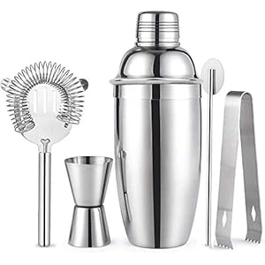 Sipobuy 5 Stks/set Wijn Mixers, 750 Ml Thuis Bar Barman Cocktail Shaker Maken Kit, roestvrij Staal Tool Set Bevat Shaker…