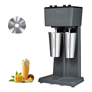 VEVOR Milkshake Maker, 375W x 2 Electric Milkshake Machine, Double Heads Drink Mixer Blender Machine, 3-Speed Milkshake Mixer with 2 x 820 ml Stainless Steel Cups, for Commercial and Home