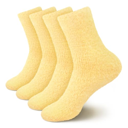 Image of BambooMN Women's Fuzzy Soft Colored Socks