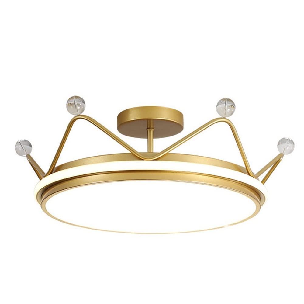 Plafonnier LED rond couronne dorée dimmable chambre cuisine