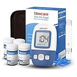 Sinocare Medidor de Glucosa en Sangre, Glucómetro, Kit Medidor Azucar Sangre 100 x Tiras de Prueba de Glucosa en Sangre y Dispositivo Punción - mg/dL(Safe AQ Angel)