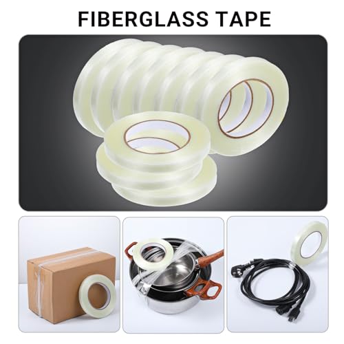Image of 1 /2 inch Mono Filament Strapping Tape, Heavy Duty Reinforced Filament Tape, Clear Fiberglass Reinforced Packing, (10 Rolls)
