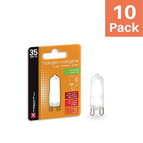 Xtricity T4 Jcd Halogen G9 Light Bulb, Frosted 2 Pin Halogen Bulb, 350 Lumens, 120V, 2700K Soft White, Dimmable, (10 Pack) #TOP1