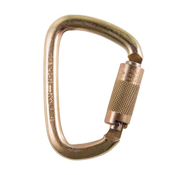Image of 7401 4 7 /8 in Steel Carabiner, ANSI 50kN Heavy Duty Auto Twist Lock Carabiner Clip, Construction, Tower Climbing, Utility Fall Protection