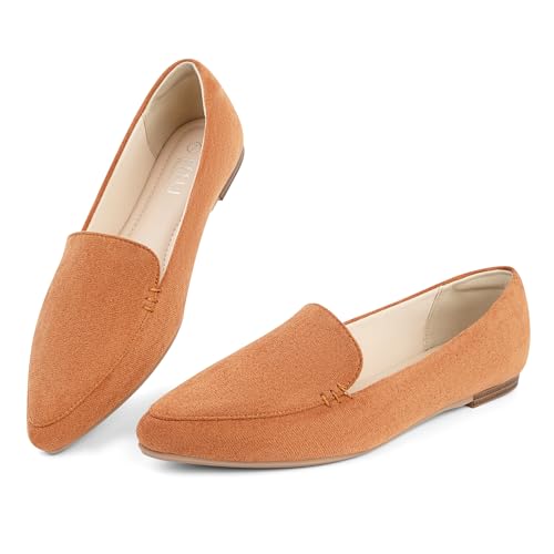 Image of MUSSHOE Pointed Toe Flats for Women, Comfortable Business Casual Work Shoes, Slip On Loafers with Arch Support, Office Walking Flats for All Day Standing