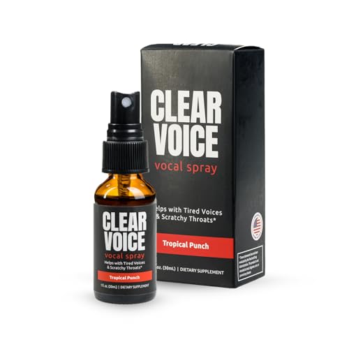 Clear Voice Vocal Throat Spray - Singing Ease & Voice Clarity Fast Acting Herbal Oral Remedy for Singers Speakers Performers - Soothing Dampener Moisturizer Relief USA Made (Tropical Punch 1 oz)