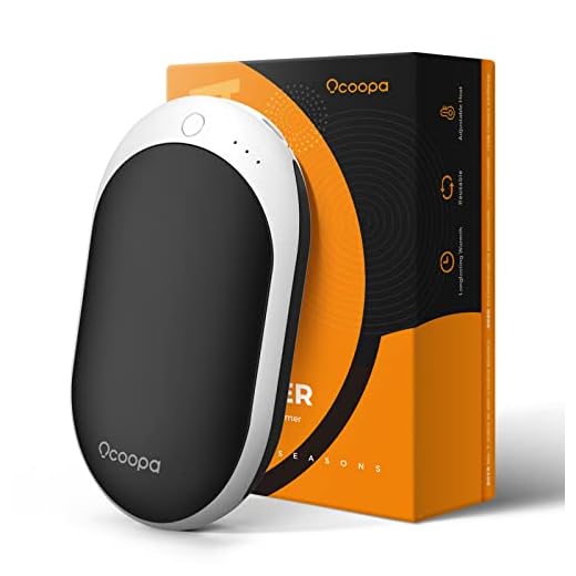 OCOOPA Hand Warmers Rechargeable, 7800mAh Long-Lasting Heating Electronic Hand Warmer, Battery Powered Great for Camping, Hunting, Warm Gift, Power Plus (Black,1-Pack)