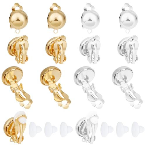 Beebeecraft 1 Box 16Pcs Clip-on Earring Findings 24K Gold & Sterling Silver Plated Half Round Clip On Earring Converter Non-Pierced Earrings Components and 20Pcs Ear Nuts for Earring Making Beebeecraft 1 Box 16Pcs Clip-on Earring Findings 24K Gold & Sterling Silver Plated Half Round Clip On Earring Converter Non-Pierced Earrings Components and 20Pcs Ear Nuts for Earring Making