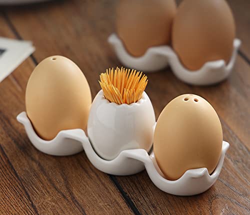 Loticy SALT AND PEPPER SHAKER Egg-Shaped Ceramic Spice Shaker Seasoning Dispenser Flavor Ware Toothpick Jar Bottle With Holes, Porcelain Cruets Salt And Pepper Powder Tank thumb #9