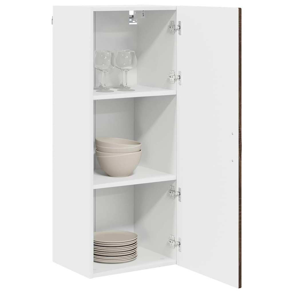 Moderner Küchenschrank aus brauner Eiche, hoch, 40 x 31 x 100 cm, 3 Ablagen, stilvoller Holzschrank für Küche und Esszimmer, eleganter Schrank
