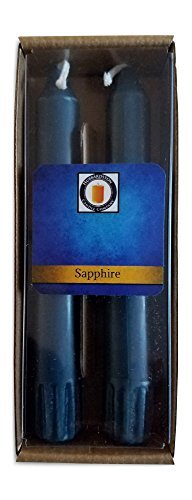 100% Pure Beeswax 6 inch Sapphire Blue Taper Candle Pair (Scented), Hand Poured by Hubbardston Candle Company