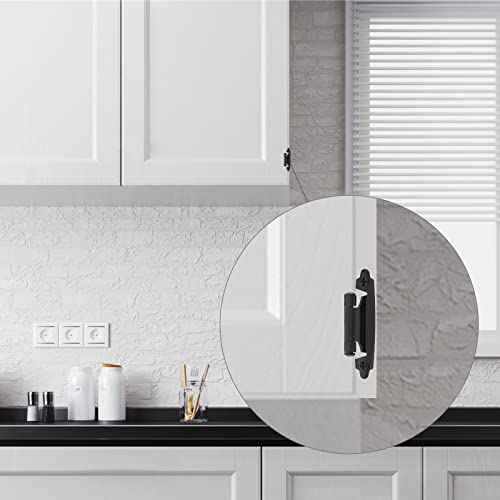 Furniware 1/2" Overlay Cabinet Door Hinge, 5 Pairs(10 Pack) Flush Face Mount Cupboard Self-Closing Cabinet Hinges For Decorative Kitchen Cabinet Hinges-Matte Black #TOP5