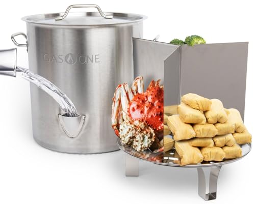 Comparison: Best Large Stainless Steel Steamer 10 GasOne Stainless Steel Steamer – 20qt Steamer Pot for Cooking with Water Fill Spout, Rack, Divider – Steam Pot for Tamales and Crab Boil – Induction Ready