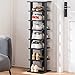 YOUDENOVA Étagère à chaussures étroite avec 8 étagères - Support à chaussures haut - Meuble à chaussures en bois - Organiseur à chaussures peu encombrant multifonction - Noir