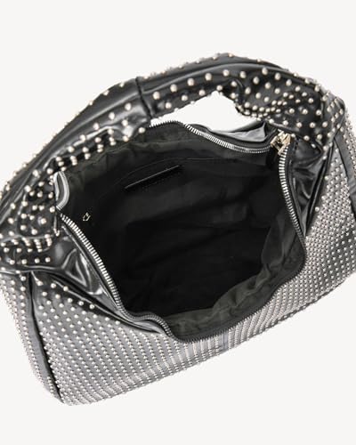 Image of NEWBELLA Women's Rhinestone Shoulder Bag - Sparkly Studded PU Leather Hobo Purse, Shiny Underarm Tote Handbag for Evening, Party, or Everyday Wear