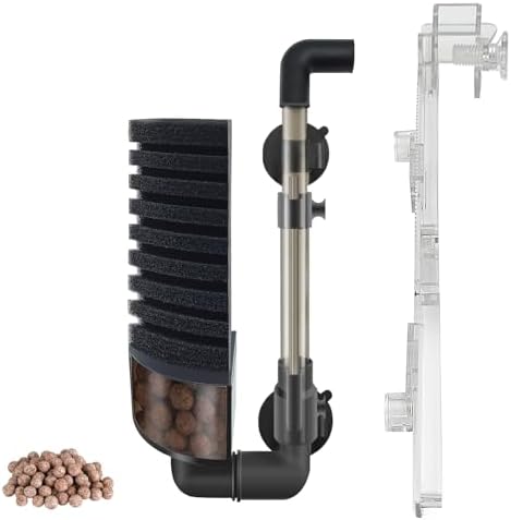 5-10 Gal Aquarium Air Sponge Filter, with Bio Ceramic Media Ball and 2 Sponges, for Axolotl Breeding Fry Betta Shrimp Nano Fish Tank,Upgrade Clip Installation