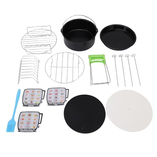 Luocute Accesorios de Freidora de Aire, Juego de Acero Inoxidable 304 de 12 Freidores con Bandejas para Cocinar Pastel y Pizza para Cocinar, Compatible para 4, 4.2, 5, 5.3, 5.5, 5.8 Qt