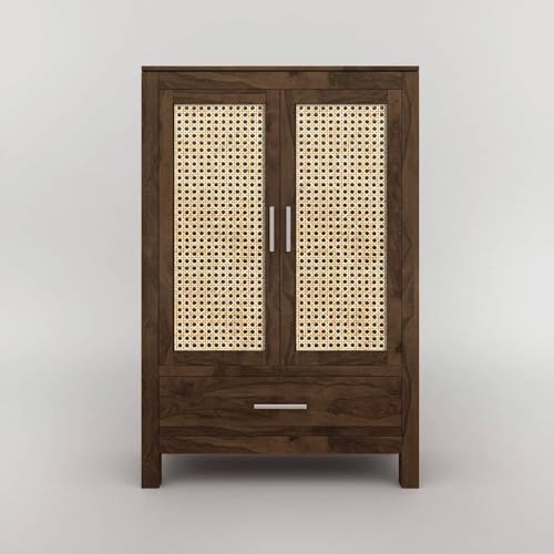 Image of Wooden Bookshelf and Crockery Cabinet with Glass Door | Wooden Book Rack for Home Library, Study Room | Bookshelf Crockery Unit for Home & Kitchen Living Room | in Finish
