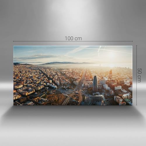 Tableaux 120x60cm panorama Barcelone | Décoration murale peinte - 4