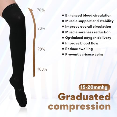 Toe Socks Cool-max Compression Socks Over the Knee Stockings Graduated Support for Running,Travel3