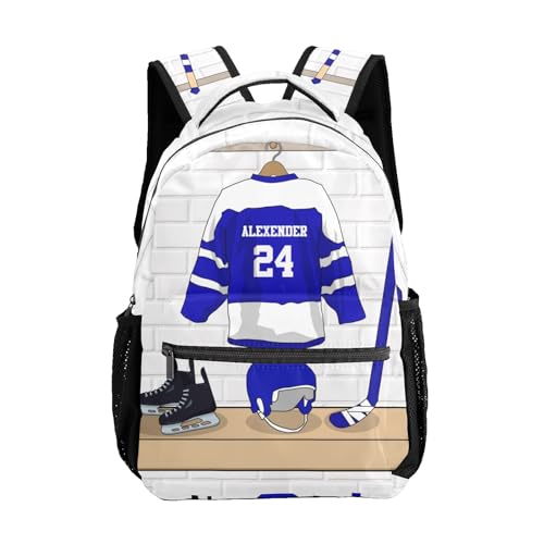 Ice Hockey Sport Jersey Personalized School Backpack for Teen Kid-Boy/Girl Daypack Travel Bookbag