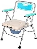 Padded Seat Transfer Bench, Mobile Commode Chair Folding Toilet Seat for Old Man Pregnant Women Bath Chair Bathroom Potty Seat Sturdy Waterproof Bath Chair,Transfer Bench