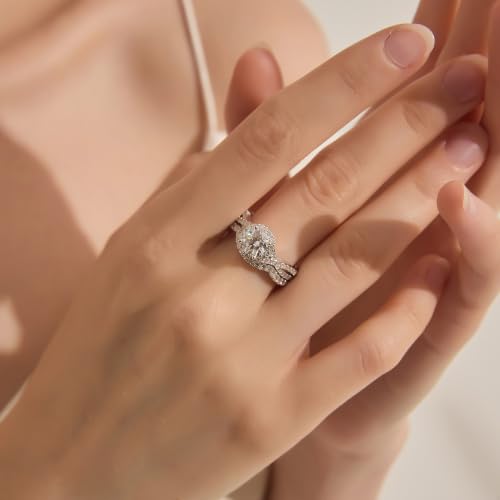 Image of Moissanite Wedding Ring Sets for Women Bridal Ring Set D Color VVS1 Different Cut Engagement Rings S925 Sterling Silver Promise Rings for Wife