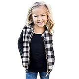 Toddler Baby Girl Plaid Zipper Jacket Kids Sleevless Fall Winter Warm Waistcoat Vest Pocket Coat Tops (Black, 5-6T)