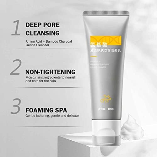 Facial Cleanser Clear Clear Skin Double Tube Cleanser Mild Moisturizing Skin Brightening Water Sensitive Cleansing Milk Face Wash for Kids (A, One Size)