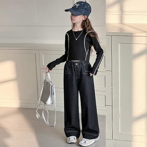 Wide Leg Jeans for Girls Baggy High Elastic Waisted Demin Straaight Casual Pants with Pockets Y2K Streetwear Trendy Trousers2