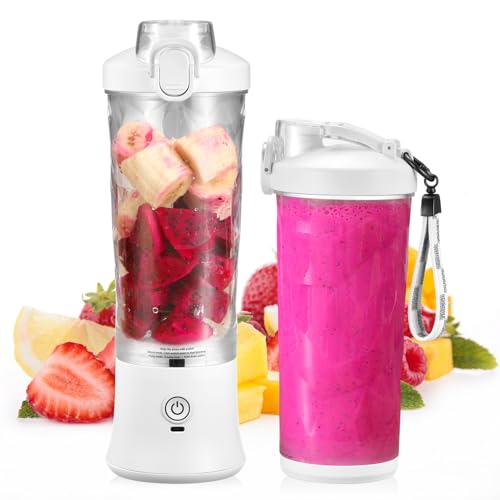 MUCKLILY Portable Juicer Travel Cup Mini Electric Fruit Blender Battery Operated for Kitchen Fresh Juice Shakes and Smoothies